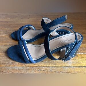 Vionic Black Suede Paula Side Croc Slingback Sandals Sz 9